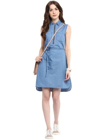 Women's  front Zip Closure Tunic Dress