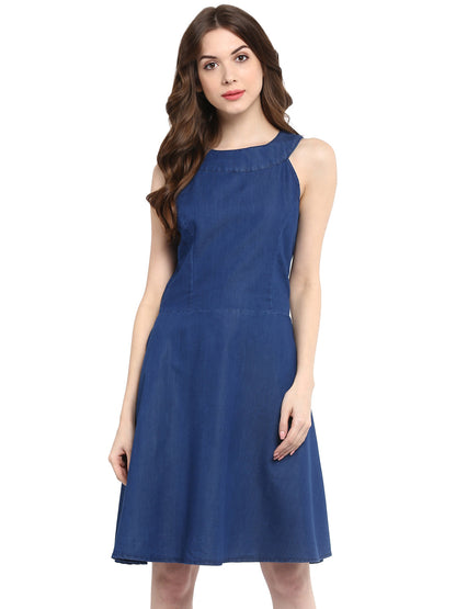 Women's  Round Neck Denim Dress