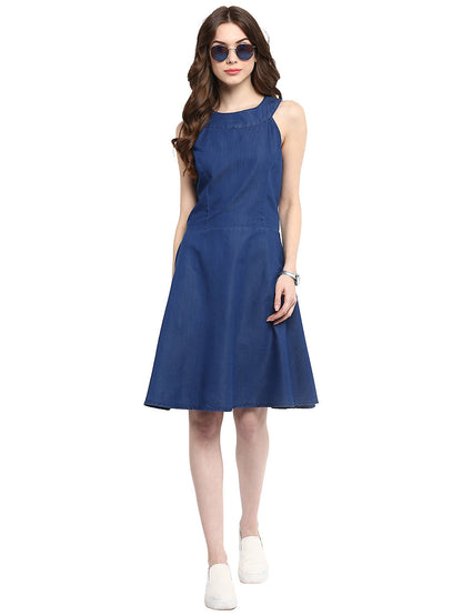 Women's  Round Neck Denim Dress