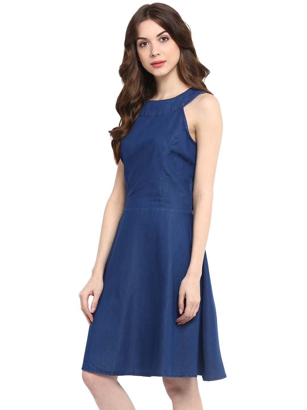 Women's  Round Neck Denim Dress