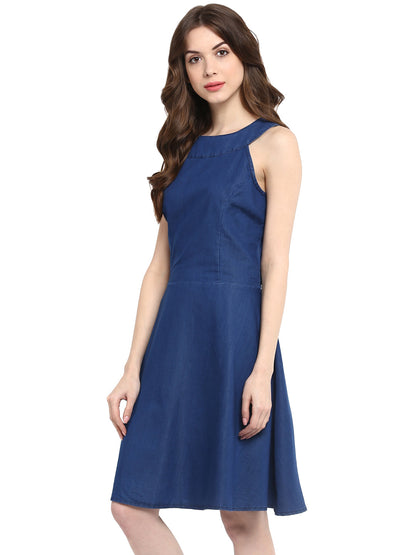 Women's  Round Neck Denim Dress