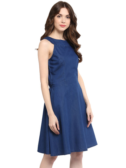 Women's  Round Neck Denim Dress