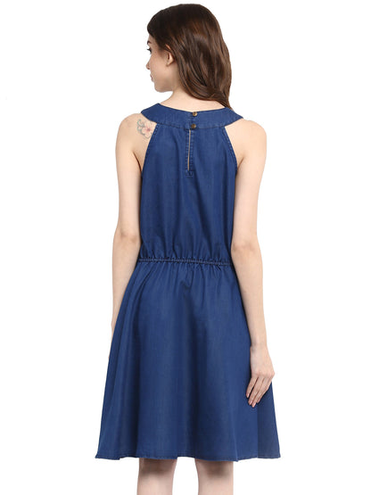 Women's  Round Neck Denim Dress