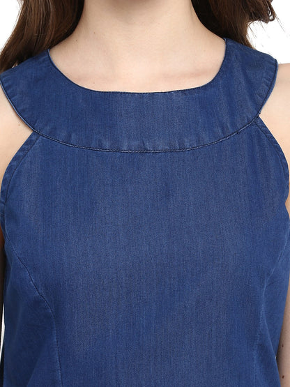 Women's  Round Neck Denim Dress