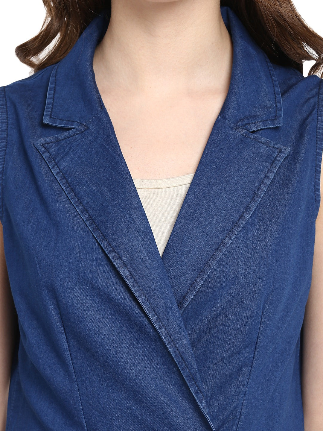 Women's  Blue Denim Wrap Dress with Flap