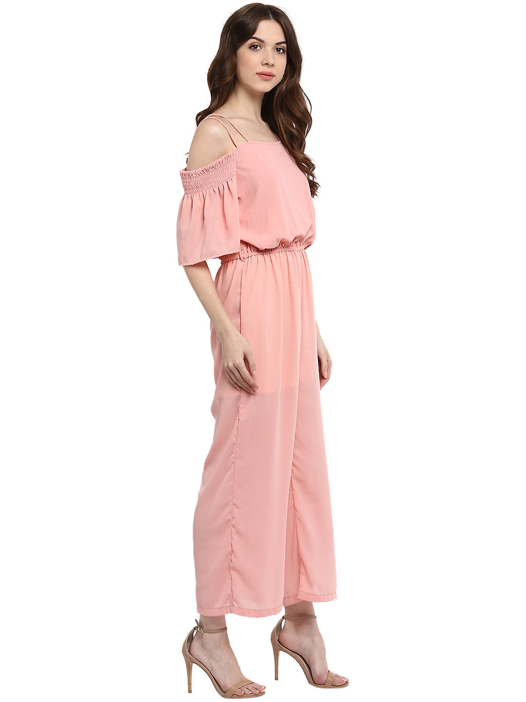 Women's  Pink Cold Shoulder Jumpsuit