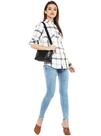 Women's  Black and White Check Shirt