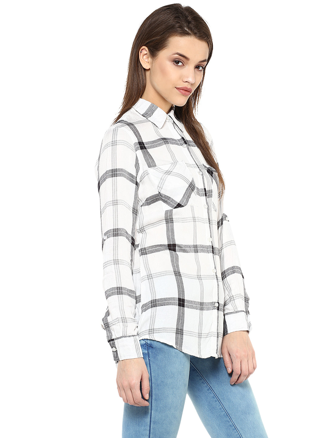 Women's  Black and White Check Shirt