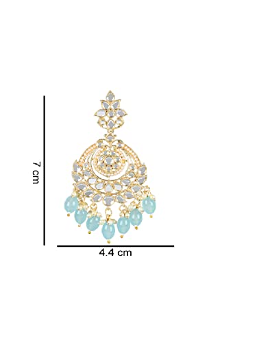 Women's 18K Gold Plated Traditional Handcrafted Pearl Kundan Beaded Earrings (E3020Sb)