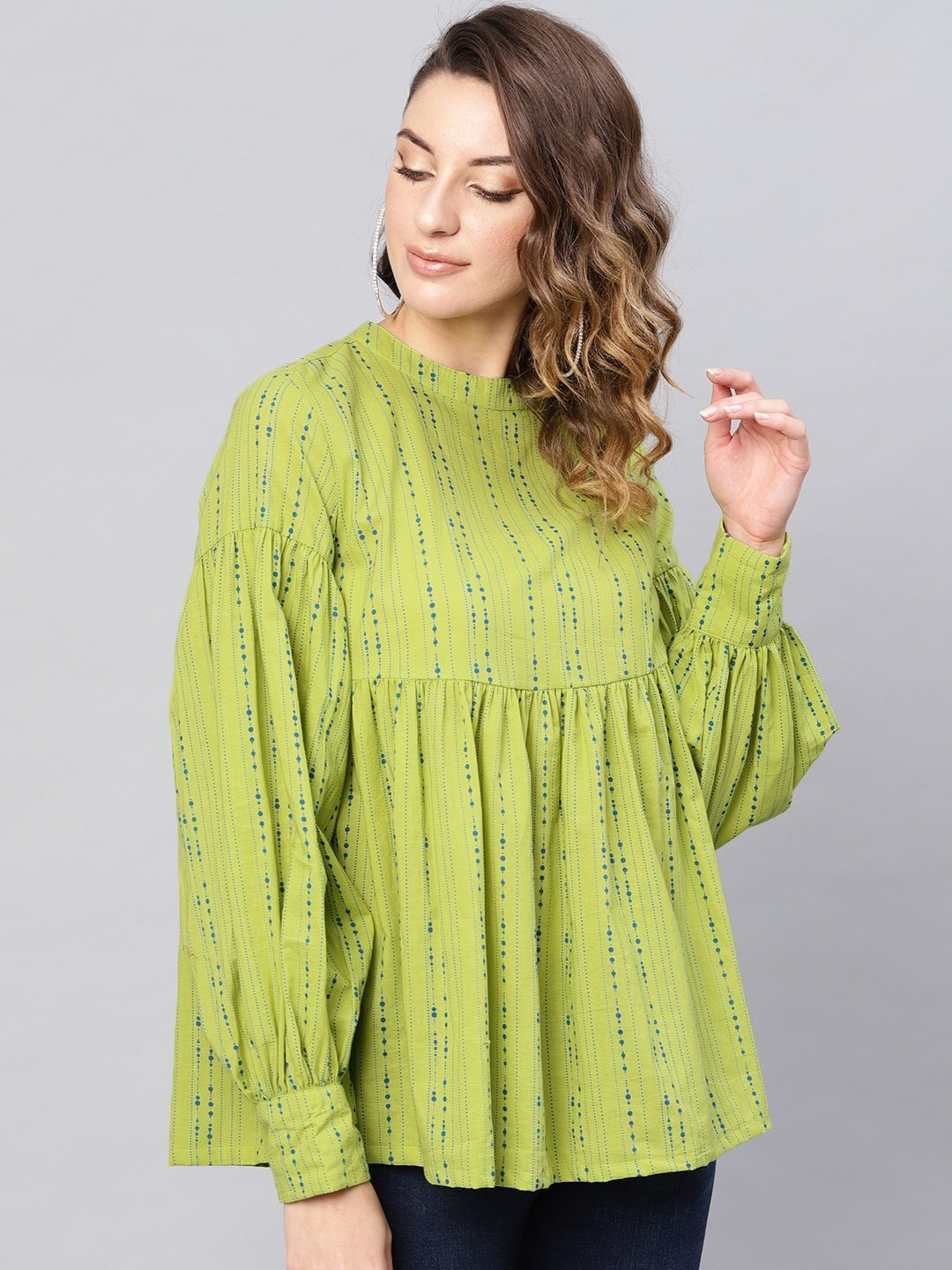 Women's Green & Blue Striped Tunic