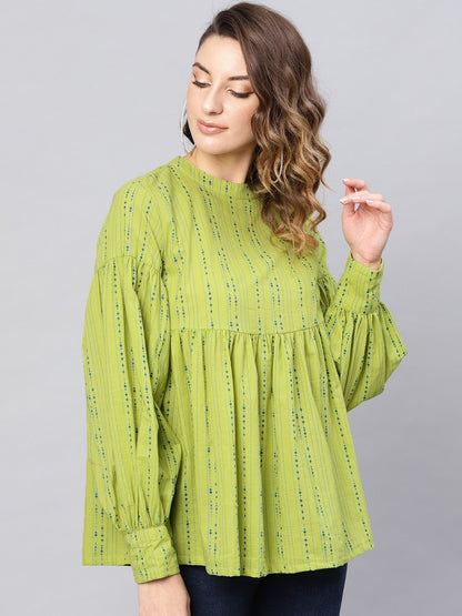 Women's Green & Blue Striped Tunic
