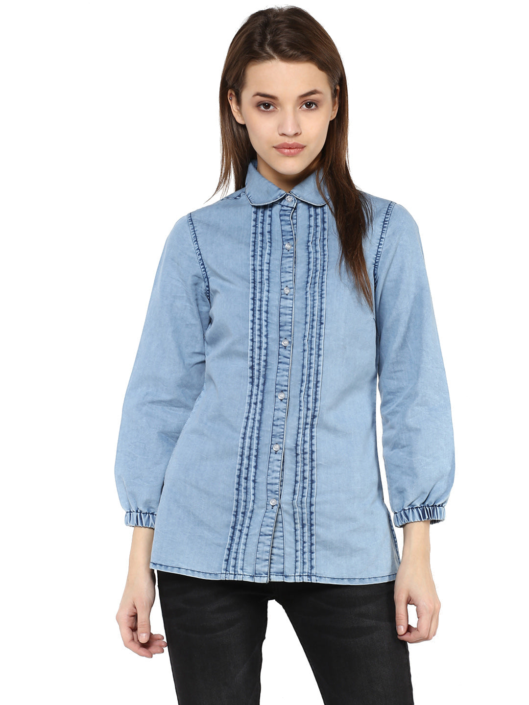 Women's  Denim Pintuck Shirt