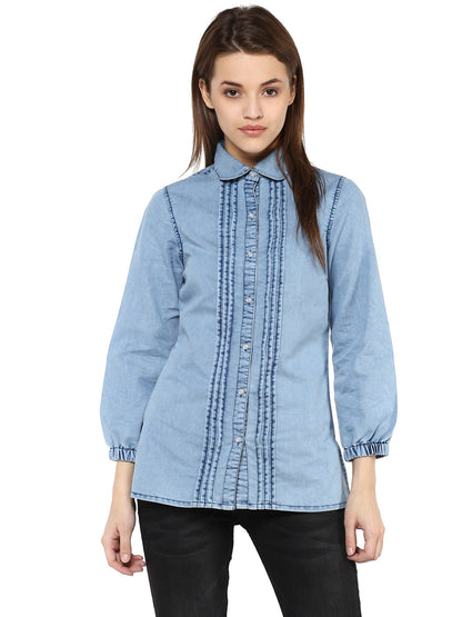 Women's  Denim Pintuck Shirt