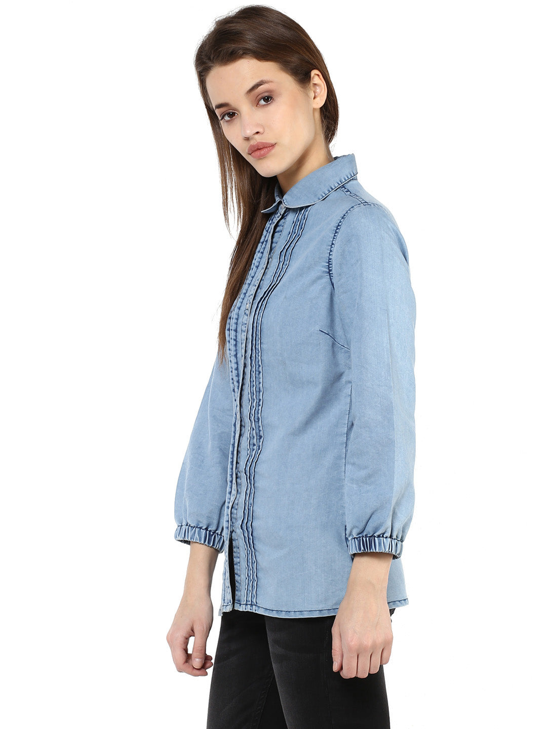 Women's  Denim Pintuck Shirt