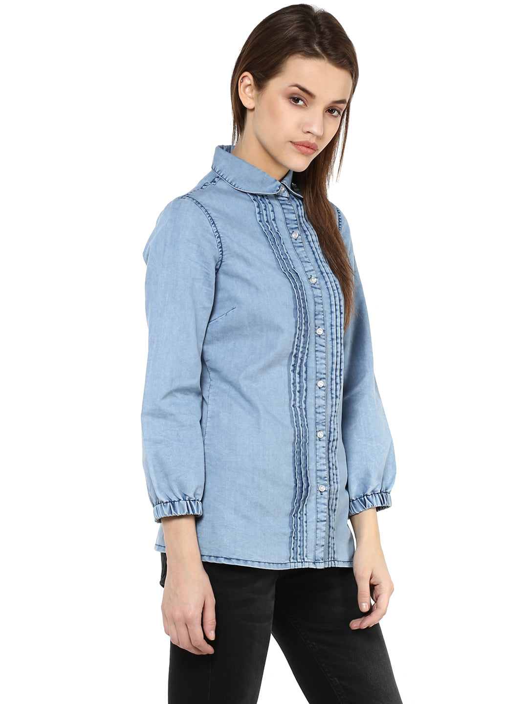 Women's  Denim Pintuck Shirt