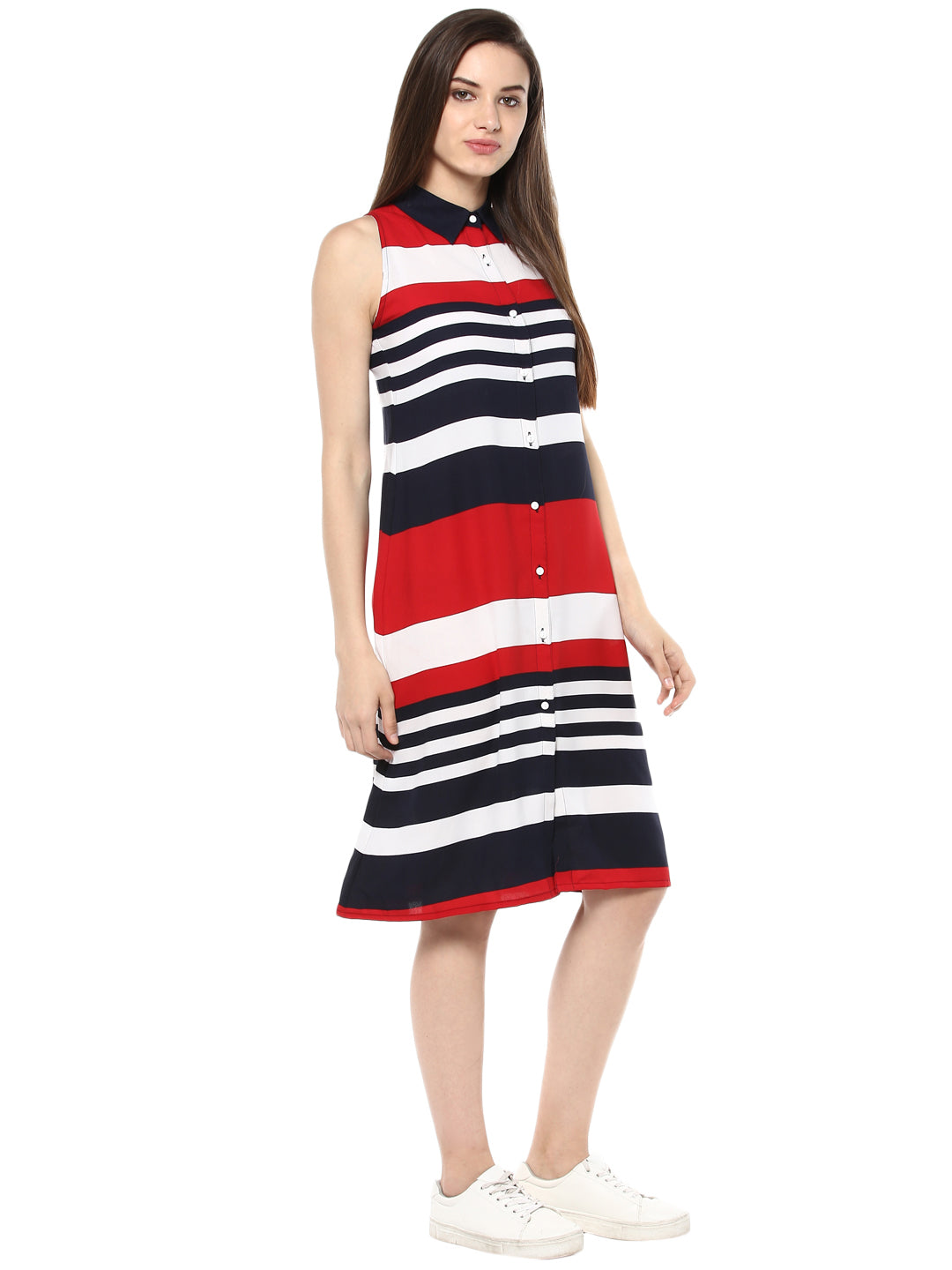 Women's Red and Navy Blue Stripe Dress