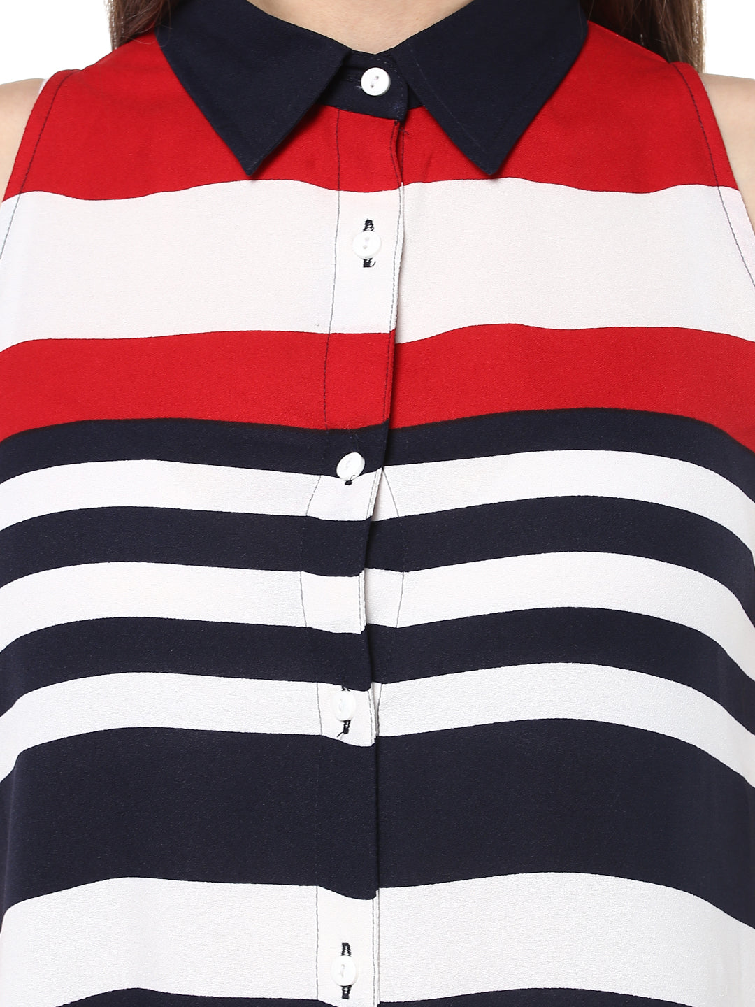 Women's Red and Navy Blue Stripe Dress