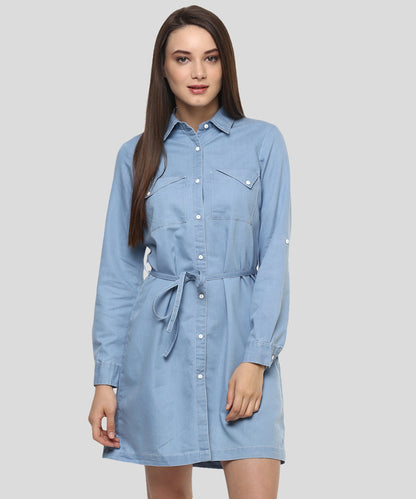 Women's Denim Stylish Triangular Pocket Style Dress