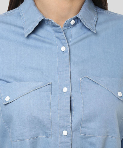 Women's Denim Stylish Triangular Pocket Style Dress