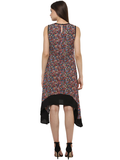 Women's Umberella Cut Asymmetric Floral Dress