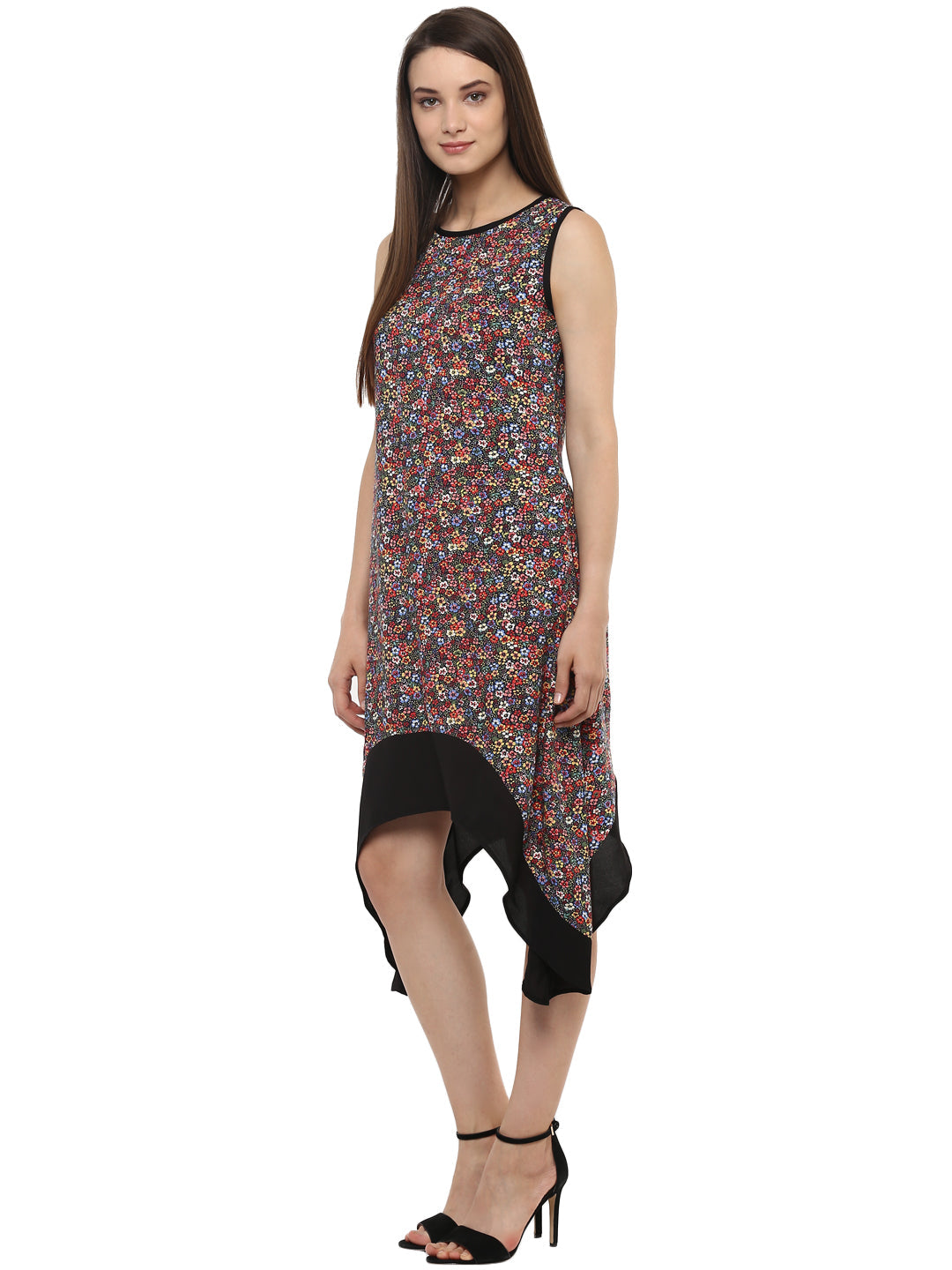 Women's Umberella Cut Asymmetric Floral Dress