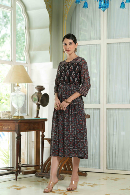 Women's  Black Georgette Festive Printed Anarkali Flared Anarkali Kurta For Women