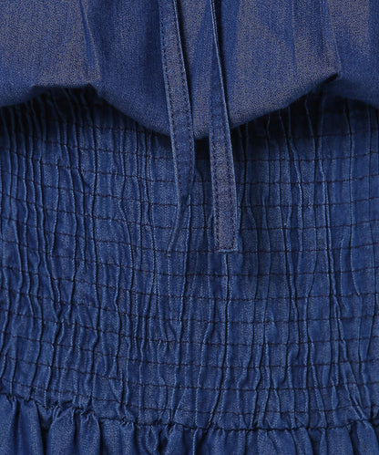 Women's Denim Peasant Styled Maxi Dress