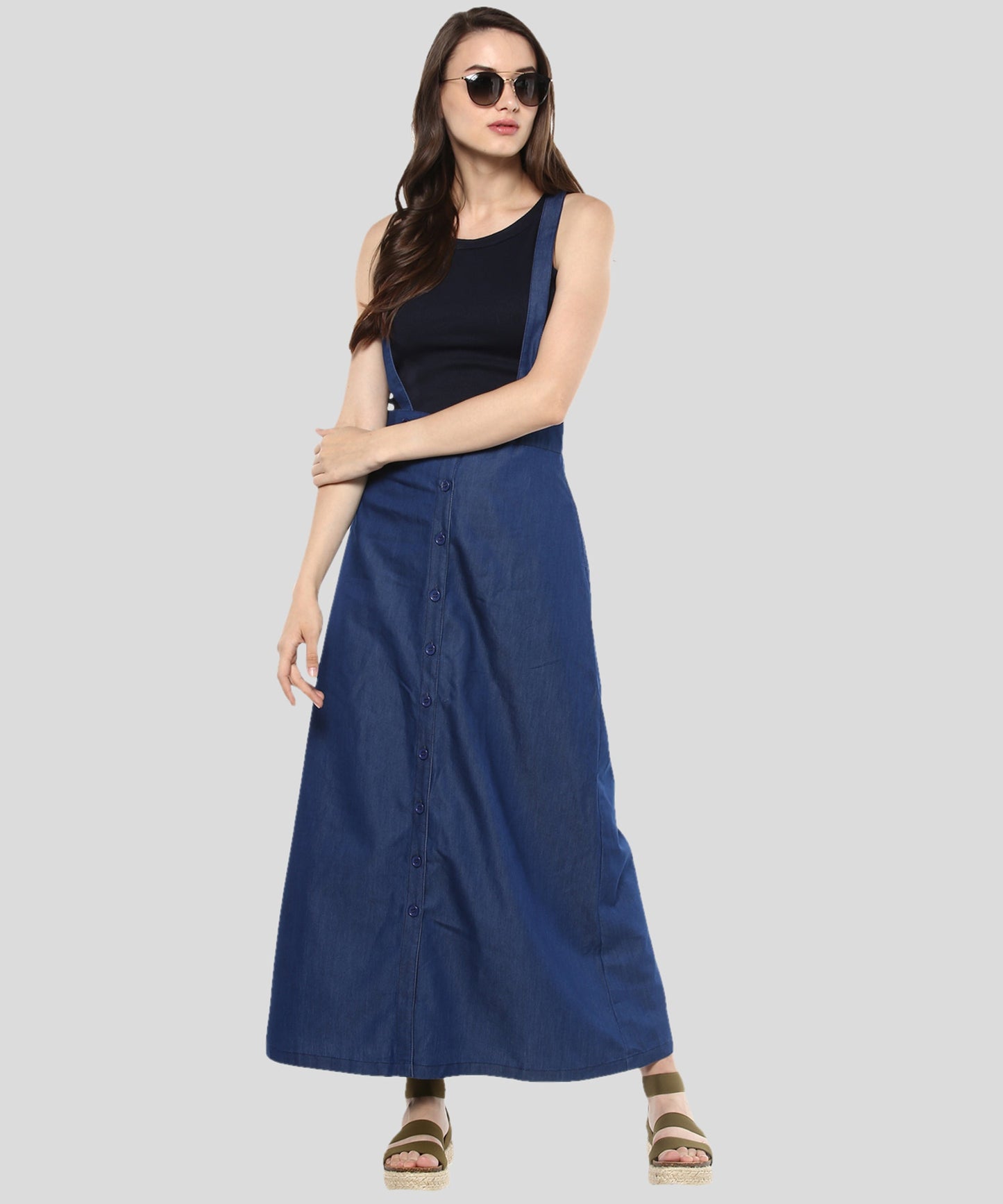 Women's Denim Pinafore Skirt Dress
