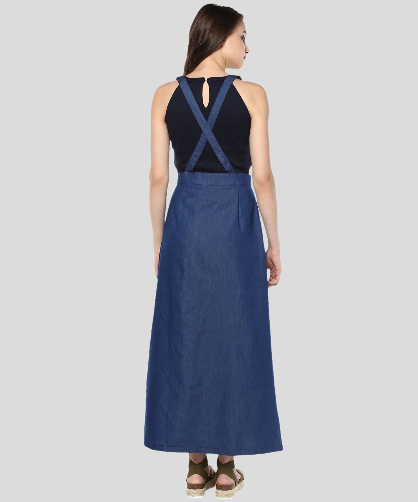 Women's Denim Pinafore Skirt Dress