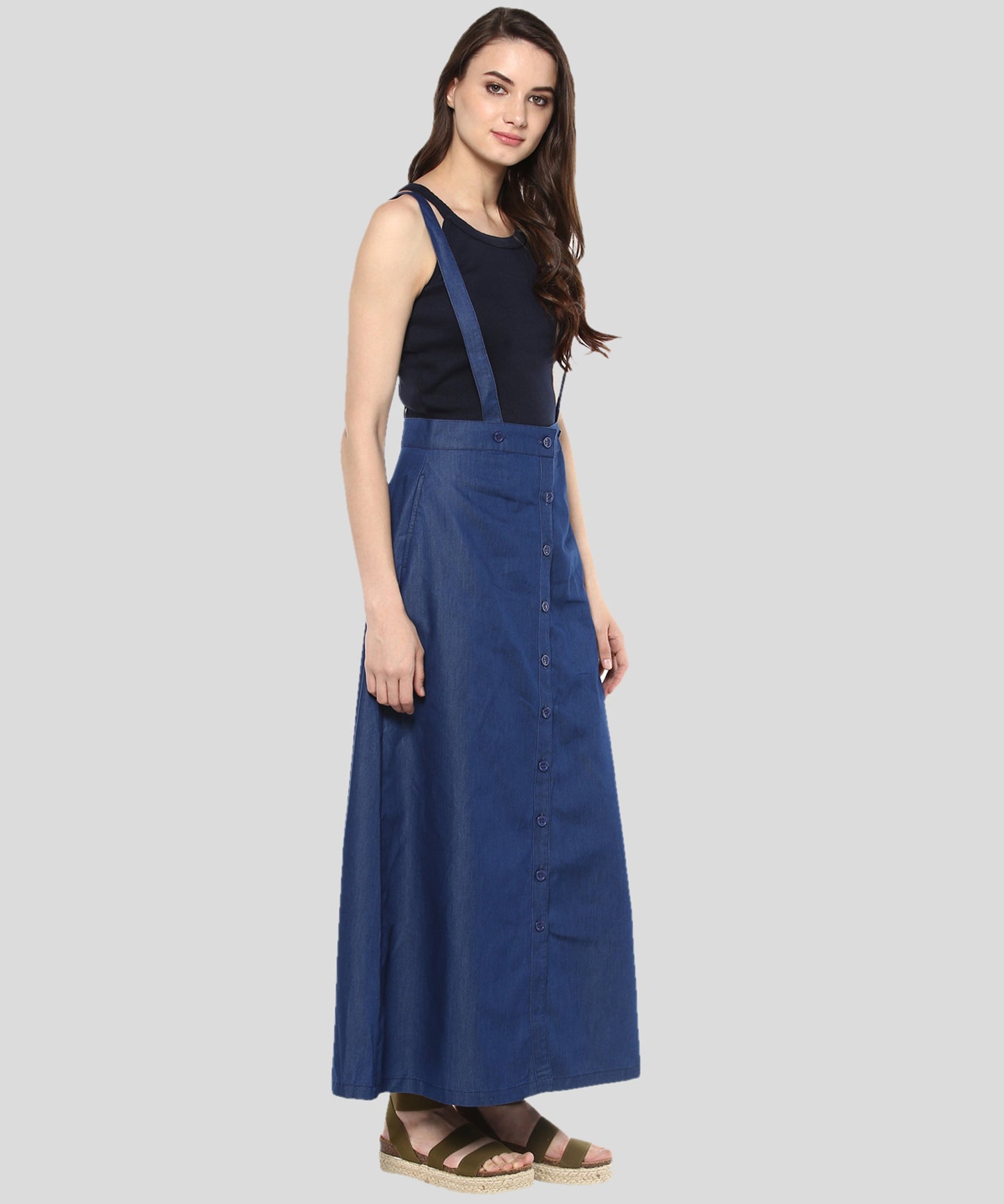 Women's Denim Pinafore Skirt Dress