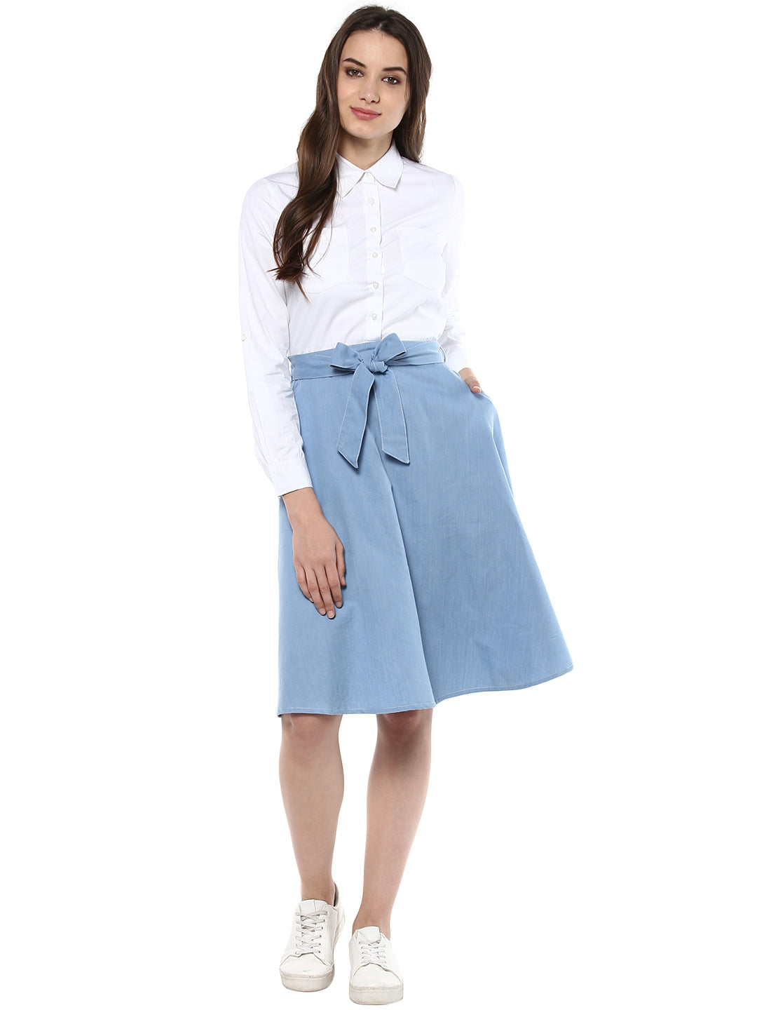 Women's attached Shirt Skirt Dress