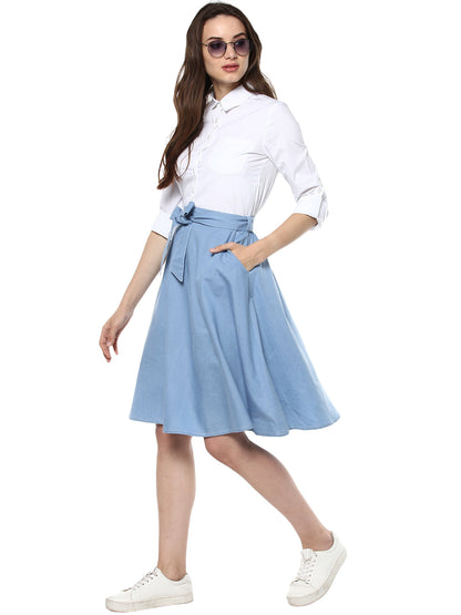 Women's attached Shirt Skirt Dress
