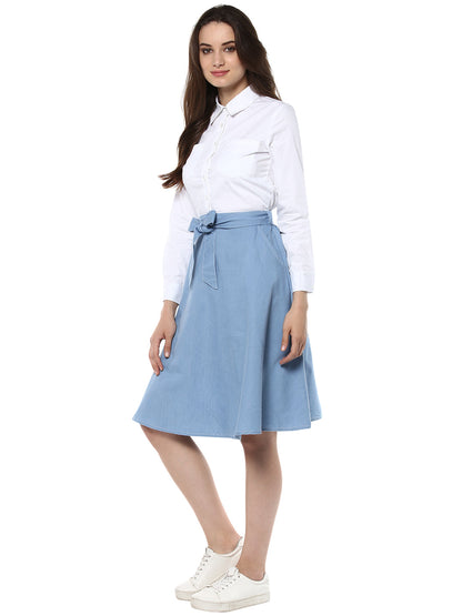 Women's attached Shirt Skirt Dress