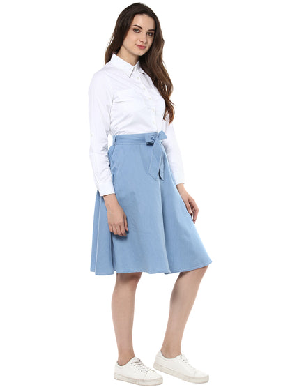 Women's attached Shirt Skirt Dress