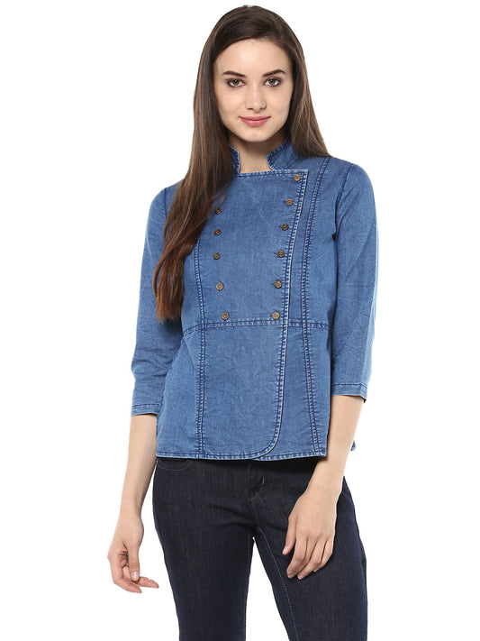 Women's  Denim Double Breast Top