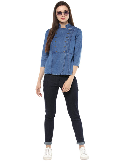Women's  Denim Double Breast Top