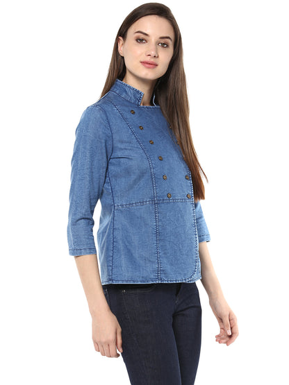 Women's  Denim Double Breast Top