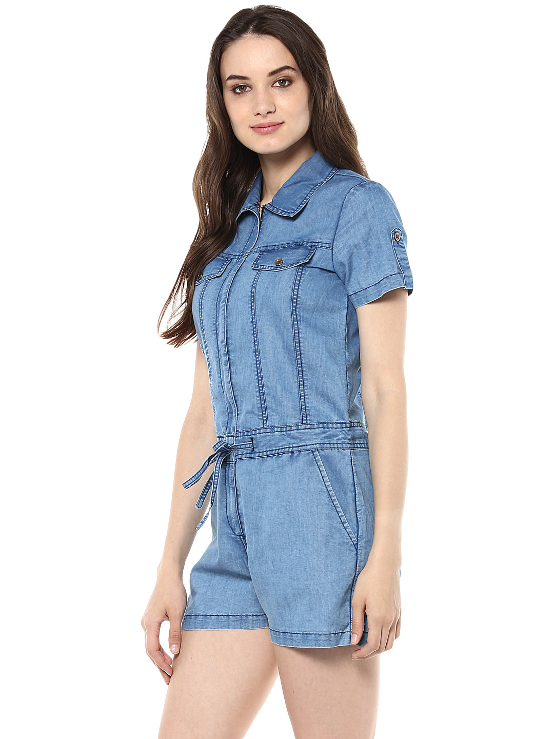 Women's Washed Denim Playsuit/ Jumpsuit