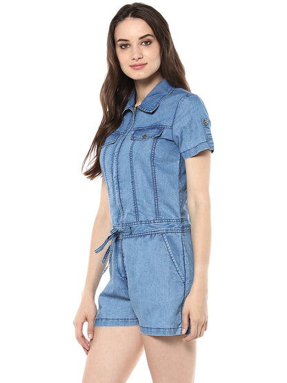 Women's Washed Denim Playsuit/ Jumpsuit