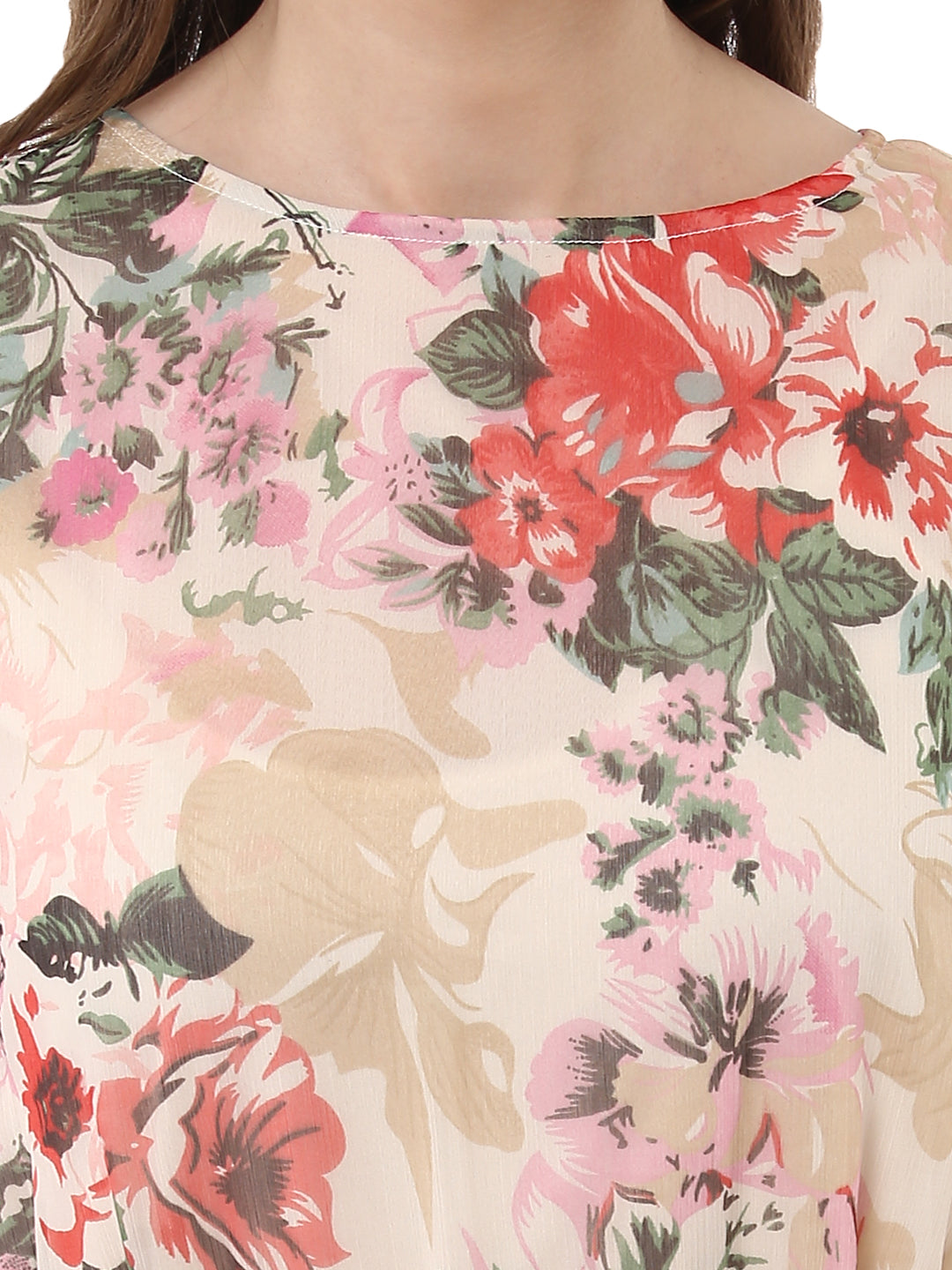 Women's Floral Chiffon Dress with Belt