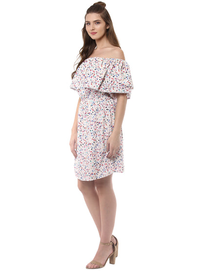Women's Offshoulder Heart Print Rayon Dress
