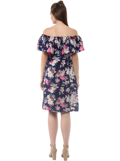 Women's Polyester Crepe Off Shoulder Dress