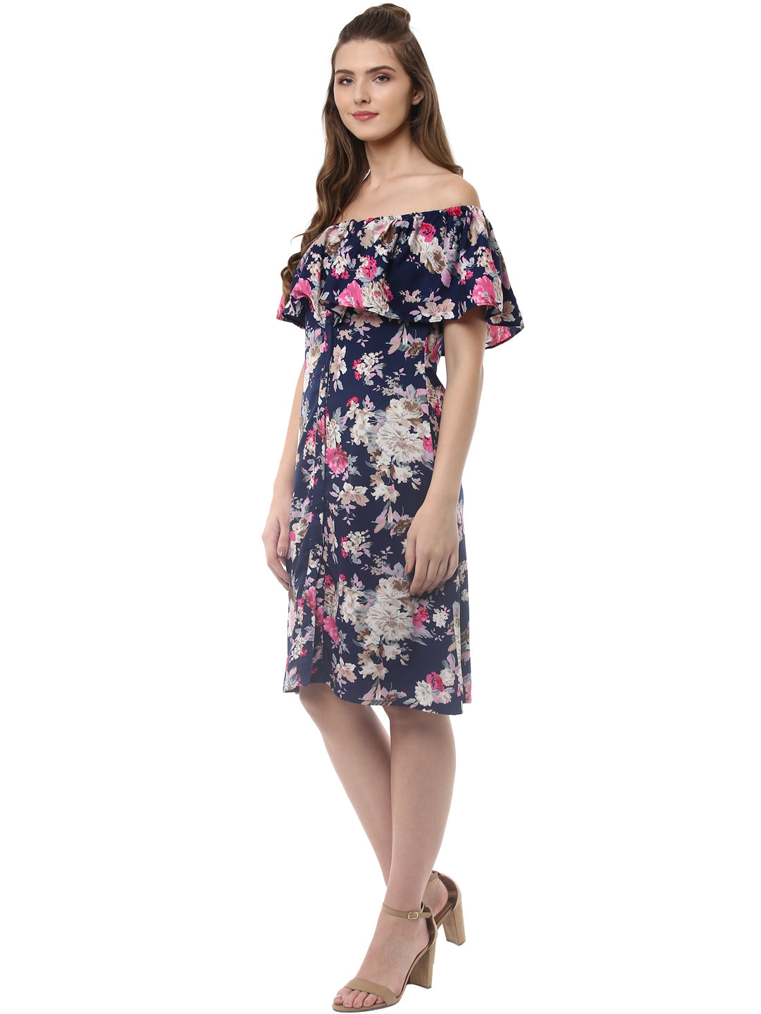 Women's Polyester Crepe Off Shoulder Dress