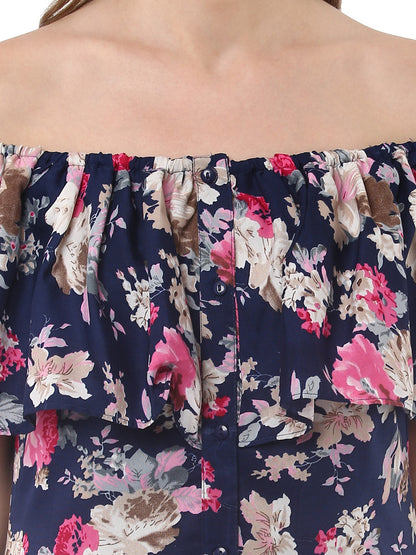Women's Polyester Crepe Off Shoulder Dress