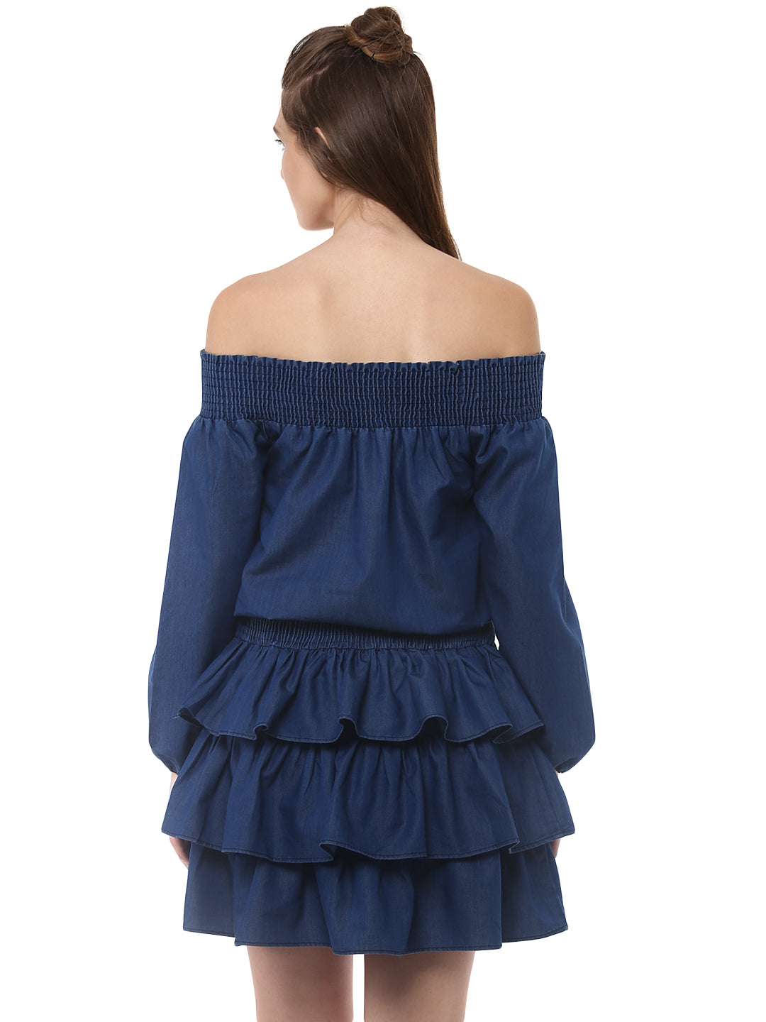 Women's Denim Dress with Multiple Tiers