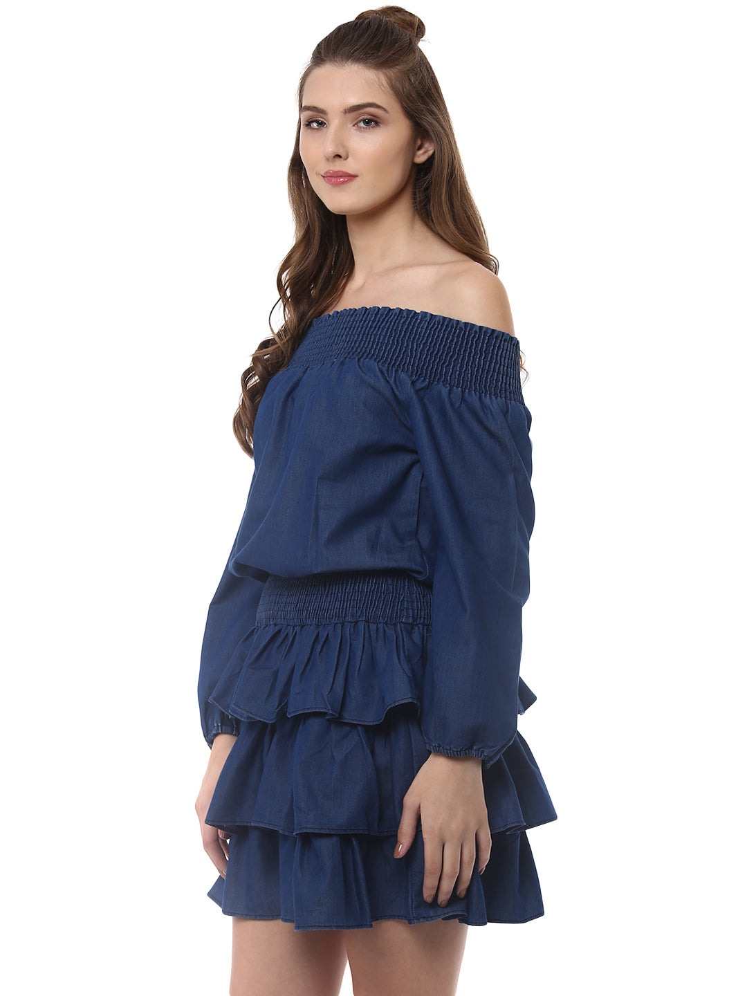 Women's Denim Dress with Multiple Tiers