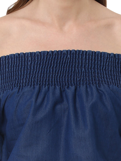 Women's Denim Dress with Multiple Tiers