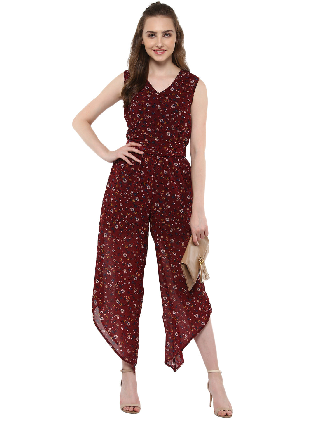 Women's Printed Asymmetric Hemline Jumpsuit