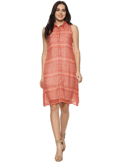 Women's Orange Polyester Printed top