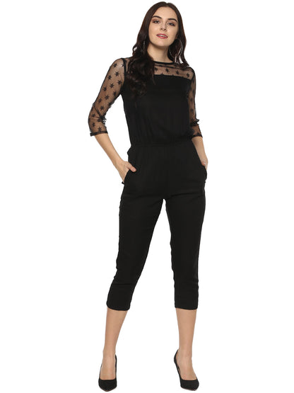Women's Black Star Lace Jumpsuit